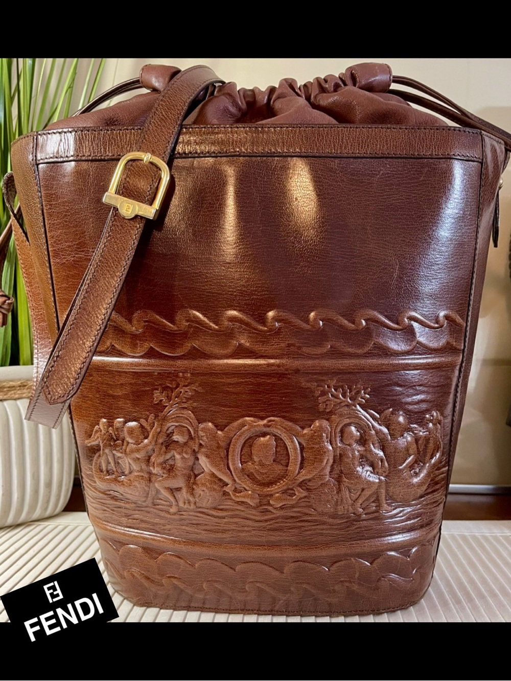 Fendi Ultra Rare Vintage all Leather Bucket Bag, One of a Kind! 40+yrs Old